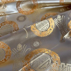Gold Silver Asian Brocade Fabric Poly/Nylon Rainwood 12 Yards