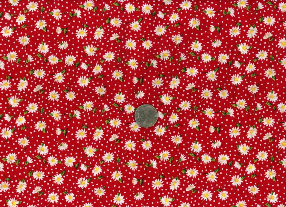 Remnant of Fabric Fat Eighth 9X21 Crafts, Quilting, Daisy’s, Red Polka Dot