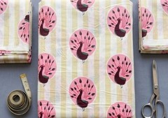 Home Sewing Fabric Cotton By Yard Indian Peacock Print Handmade Craft Material
