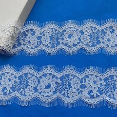 3 Yards Bright White Eyelash French Lace Trim for Sewing/Crafts/Bridal/3.5″ Wide