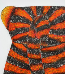 Vintage Multicolor Tiger Cut N Sew Panel Finished Unstuffed Pillow 1960s