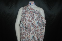 Modal Spandex Knit Jersey Fabric turkish paisley Print on White by the yard 9 oz