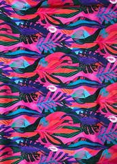 Stretch Cotton Satin Fabric – Pink, Purple, Blue, Red “Kalahari Camo”, Per Yard