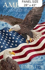28″ X 43″ Panel Stars and Stripes Eagle Flag Cotton Fabric Panel D306.75