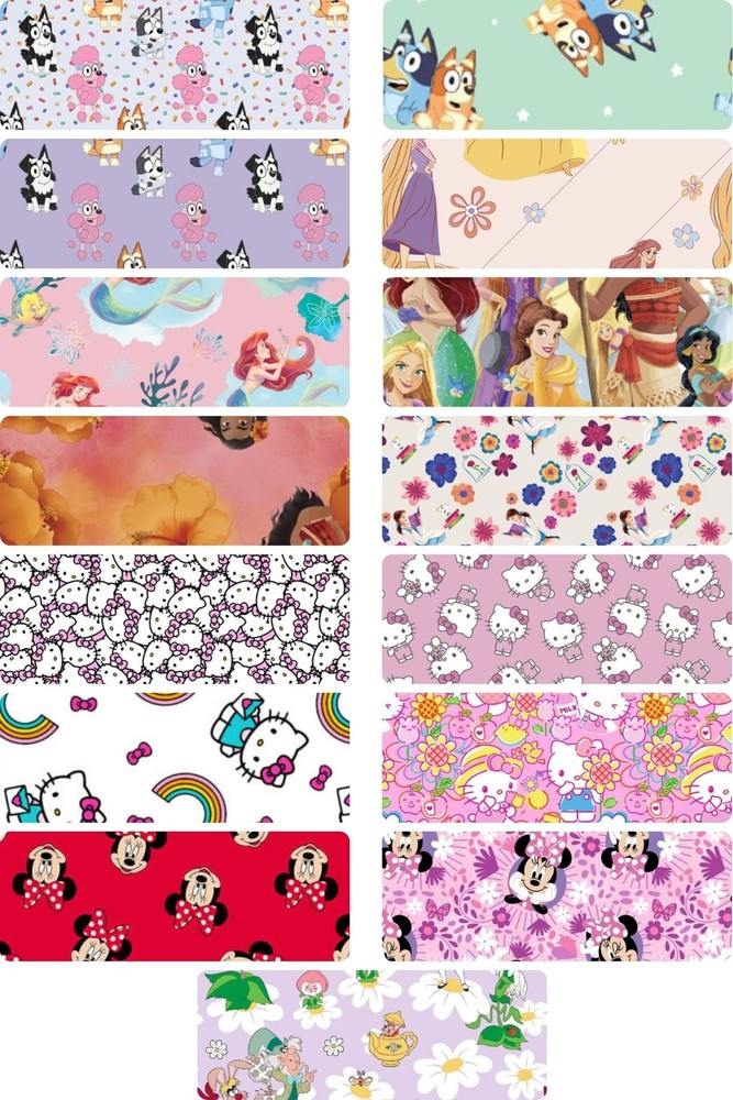 Assorted Girl Character Flat Fold Assortment 60 Yard Bundle Cotton Fabric