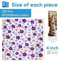 120 Pcs 4” x 4” Cotton Craft Fabric Squares, DIY Sewing Quilting Scrapbooki…