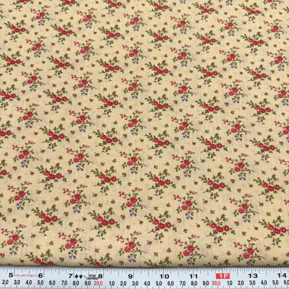 Vintage Florals on a Sandy Brown Unbranded Cotton Blend Fabric by the HALF YARD