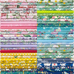 200pcs 100% Cotton Fabric Bundle 4″ x 4″ PreCut Fat Squares Sheets Printed Flora