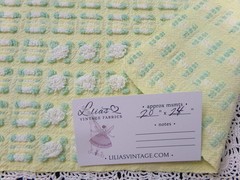 Phantom Rosebud Vintage Chenille Bedspread Fabric Yellow White 20×24″ Piece