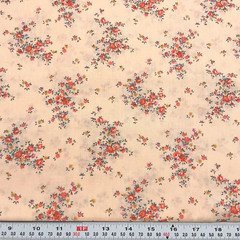 Vintage Florals on Peach Unbranded Cotton Blend Fabric by the HALF YARD