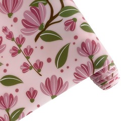 Flower Printed Pink Jelly Vinyl Roll 12×54 Inch Translucent PVC Fabric Box
