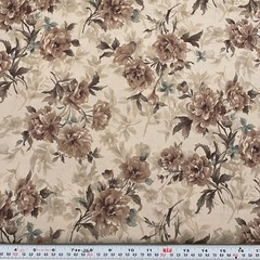 Gentle Flowers by Quilt Gate Florals on Tan Cotton Fabric by the HALF YARD