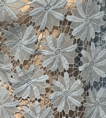 2.5 Yard Blue Cutout Embroidered Lace Fabric 50” Width