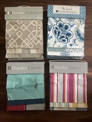Duralee Fabric Sample Book Lot Of 4 Swatches Linen Stripes Traditional Sapphire