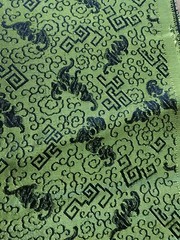 Antique Qing Dynasty Black Gold Vine Brocade Fabric KUJIN 28″x 105″ YUNJIN 云锦 库金