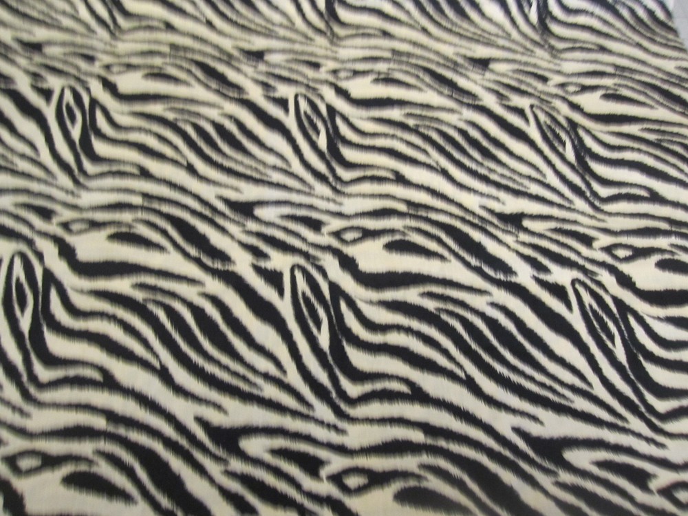Cotton Fabric ZEBRA BLACK on Beige Animal Print 2yd x 44