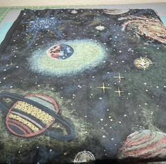 Vintage Outer Space Galaxy Cotton Fabric – Planets Saturn Nebula Stars Material