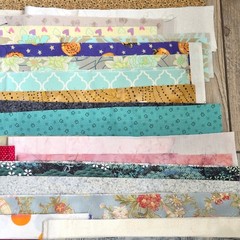 Fabric Scrap Bundle 1 Lb 11 oz Mixed Lot #7 Various Sizes and Prints As Photoed