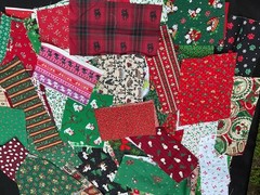 Christmas Holiday Small Prints Fabric Scraps Vintage Quilts Sewing Crafts 4 oz.