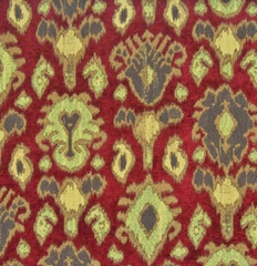 Woven IKAT Chenille RUBY Home Decor Upholstery Cushion Pillow Sewing Fabric BTY