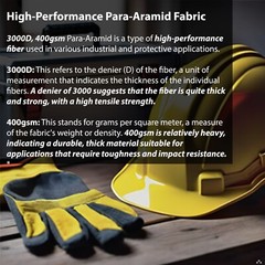 High Strength Aramid Woven Fabric 400GSM para Aramid 3000D Cut Resistant Fabric