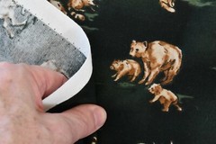 By 1/2 Yd, Tan Animal Families on Hunter-Green Flannel/Kaufman/Barn Dandys,P4175