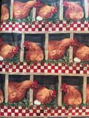 NEW Daisy Kingdom Fabric “All Over Hen Party” Chicken Rooster Cotton 2 yds x 44″