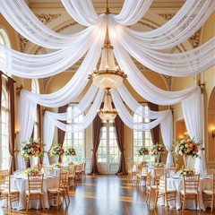 White Wedding Arch Draping Fabric, 2 Packs 29″ X 20FT Sheer Fabric Arch Drapery