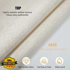 AOOTOOLINK Cream White Faux Leather 1 Yard 54″x36″