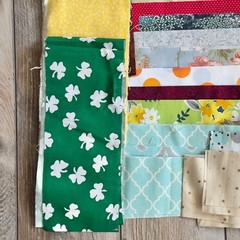 Fabric Scrap Bundle 1 Lb 11 oz Mixed Lot #7 Various Sizes and Prints As Photoed