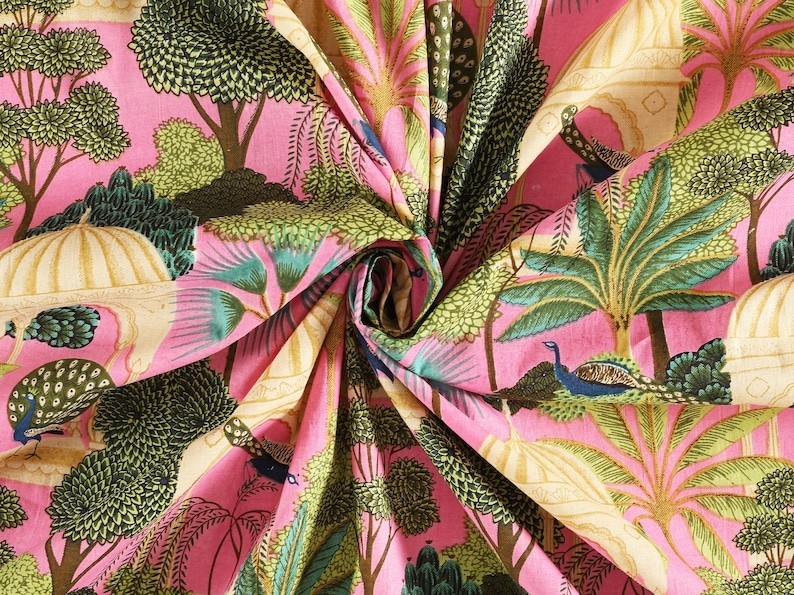 25 Yard Indian Cotton Handmade Print Fabric Sanganeri Hand Block Printed Fabric