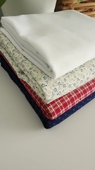 Fabric Pack-Red, White, Blue-Remnants-Floral,Check, Plain