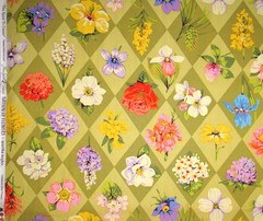 Nation of Flowers Diamond Floral Fabric By Yard Martha Negley Cotton Free Spirit
