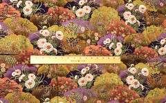 Oriental Gardens By Artistic Expressions Asian Floral Gold metallic Fabric 43”