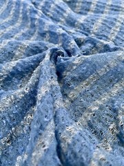 Indigo Blue Textured Sheer Linen Fabric | 3D Cotton | 2 Yards.