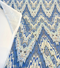 Williamsburg Bray Flamestitch Indigo Blue Drapery Upholstery Fabric By the Yard