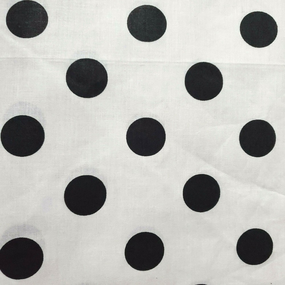 Black Polka Dot White Fabric 1″ Dots Poly Cotton Retro Pattern 58″ Wide By Yard