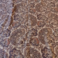 Bloomcraft Vtg Paisley Leaf Fabric 53×104 Soil Stain Resistant Screen Print USA