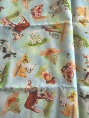 Barnyard Babies Blue Tossed Animals Fabric BYBA 5275 B Half yard continuous cuts