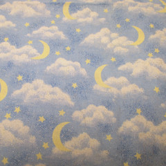 Fabric Tradition Stars Moons Clouds Cotton Vtg 1997 Fabric BTY x 44 Glittery
