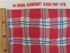 BTY x 56″w BLOOMCRAFT SCREEN PRINT Cotton Fabric WAVY PLAID Check Red/Blue