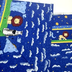 2.5 Yds Vtg 1999 Fabric Traditions ANIMALS Clouds – Zebra Giraffe Elephant Lion
