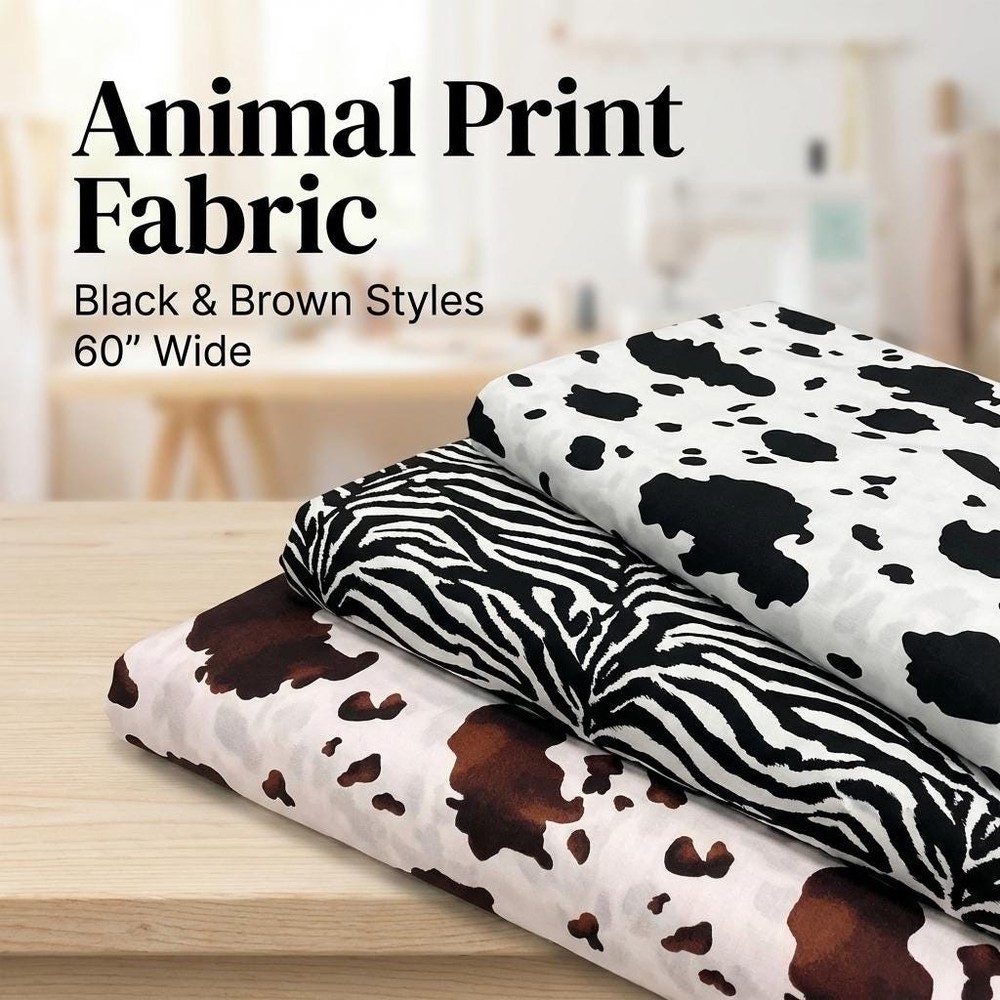Animal Print Fabric Zebra Cow Poly Cotton 60 Inch Wide Durable Soft