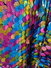 Iridescent Multicolor Sequins On Mesh Fabric By The Yard Hologram Glitz Paillett