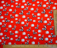 Baby Fabric By Half-Yard Pink Animals on Pink Tractors Hay on Red Premium Cotton