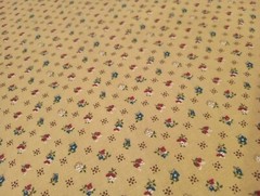 BTHY Half Yard Vintage Calico Fabric Antique Beige Small Flowers Cotton
