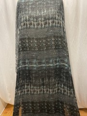 Poly Rayon Blend Chiffon Abstract Ikat Tribal Black Teal Fabric By The Yd 60″W