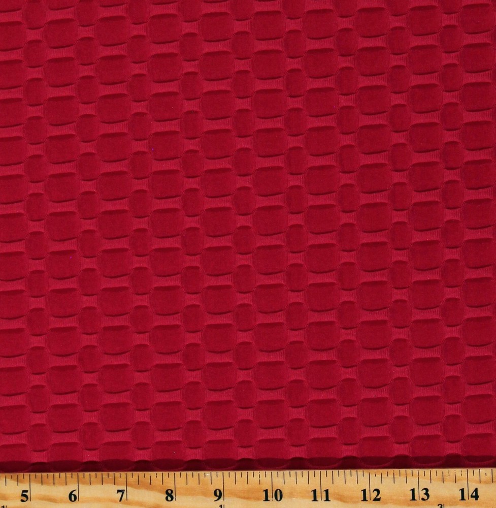 Honeycomb Texture Knit Solid Red Poly/Spandex Blend Fabric by the Yard D452.38