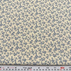 Vintage 1992 Fabric Traditions Blue Florals Cream Cotton Fabric by the HALF YARD
