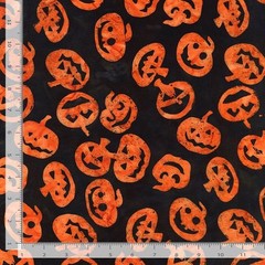 Tonga Batik Fabric | Haunted Jack O Lantern Orange | Timeless Treasures YARD
